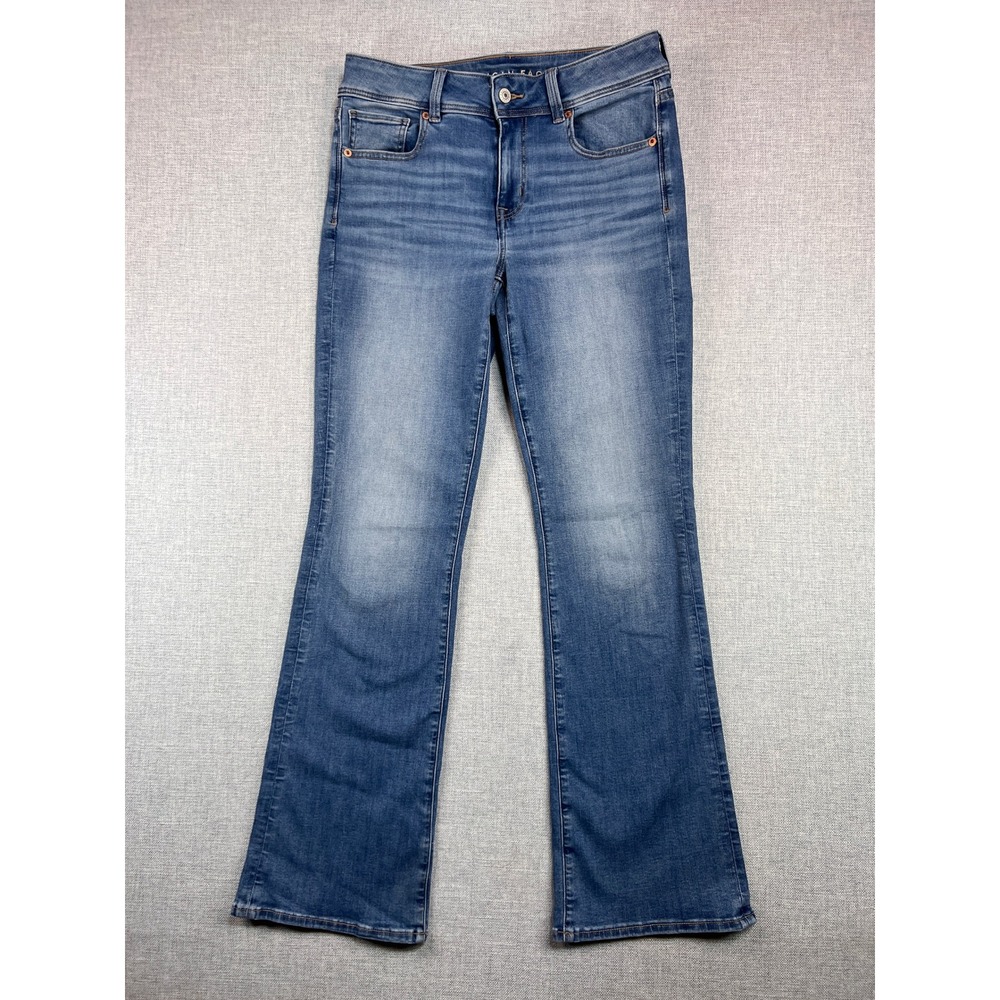 American Eagle Kick‎ Boot Stretch Jeans Women 8 x 31.5 Blue Bootcut Denim Y2K